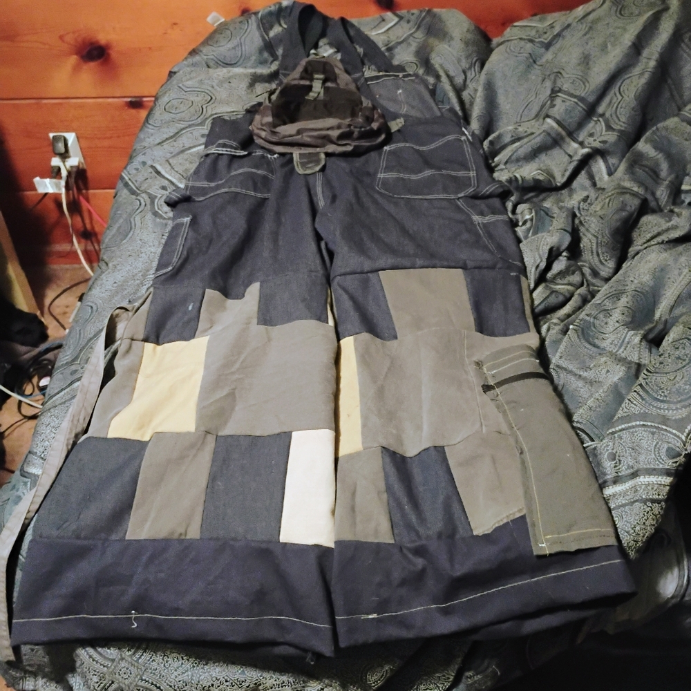 Patchworked overalls